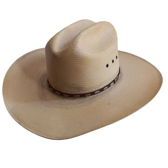 7 1/8 George Strait Resistol Mens Straw Cowboy Hat Vintage 1990's Western Oval - Picture 1 of 16